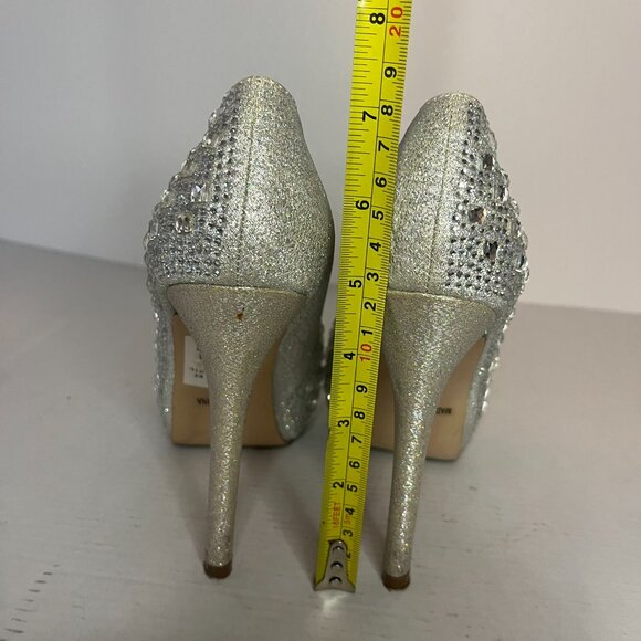 Camille La Vie Jeweled Silver High Heel Size 8 - Picture 7 of 8